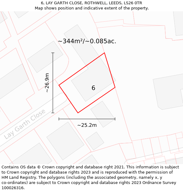 6, LAY GARTH CLOSE, ROTHWELL, LEEDS, LS26 0TR: Plot and title map