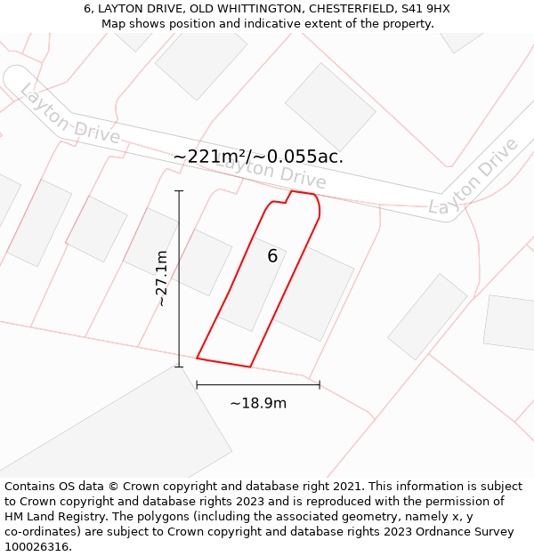 6, LAYTON DRIVE, OLD WHITTINGTON, CHESTERFIELD, S41 9HX: Plot and title map