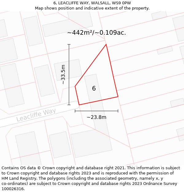 6, LEACLIFFE WAY, WALSALL, WS9 0PW: Plot and title map