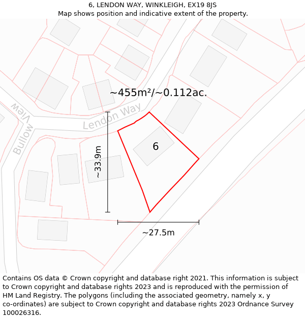 6, LENDON WAY, WINKLEIGH, EX19 8JS: Plot and title map