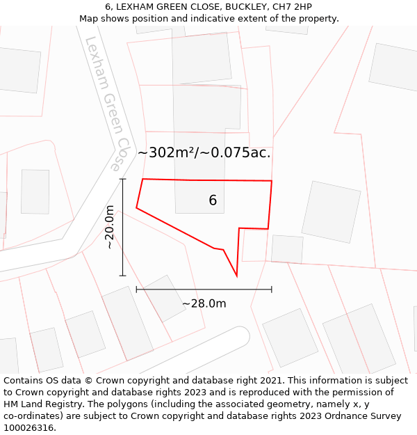 6, LEXHAM GREEN CLOSE, BUCKLEY, CH7 2HP: Plot and title map