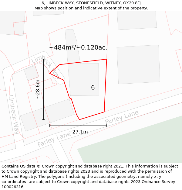 6, LIMBECK WAY, STONESFIELD, WITNEY, OX29 8FJ: Plot and title map