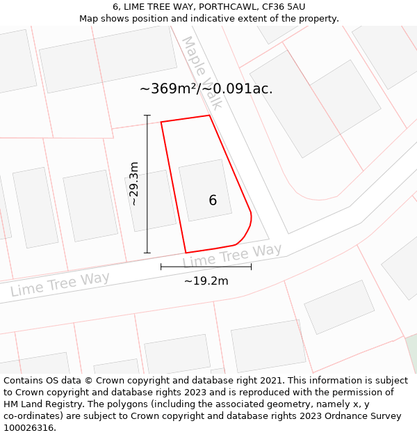 6, LIME TREE WAY, PORTHCAWL, CF36 5AU: Plot and title map