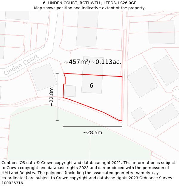 6, LINDEN COURT, ROTHWELL, LEEDS, LS26 0GF: Plot and title map