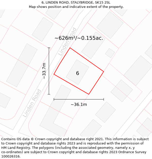 6, LINDEN ROAD, STALYBRIDGE, SK15 2SL: Plot and title map