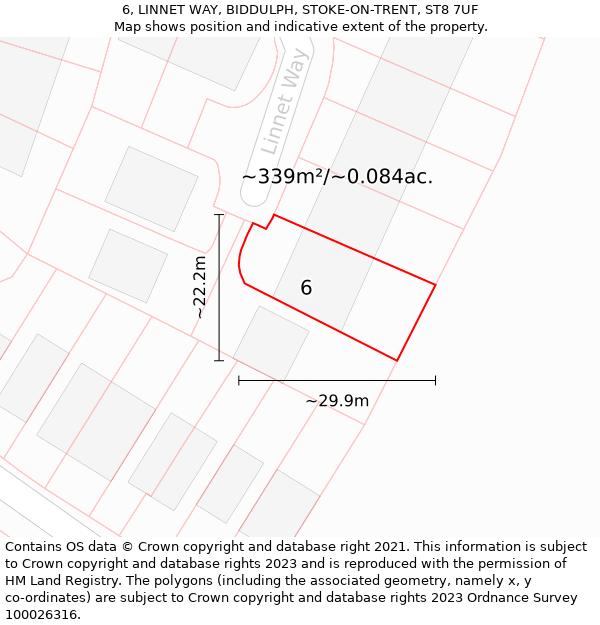 6, LINNET WAY, BIDDULPH, STOKE-ON-TRENT, ST8 7UF: Plot and title map