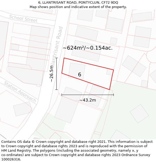 6, LLANTRISANT ROAD, PONTYCLUN, CF72 9DQ: Plot and title map