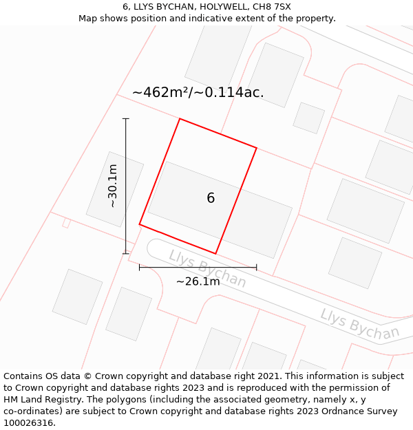 6, LLYS BYCHAN, HOLYWELL, CH8 7SX: Plot and title map