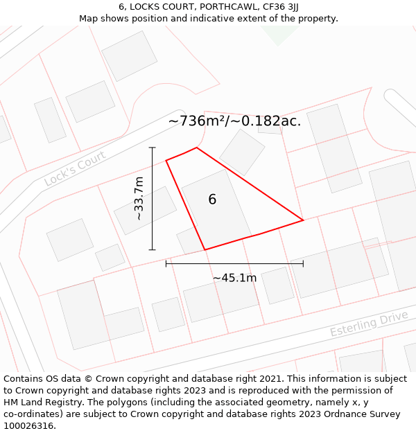 6, LOCKS COURT, PORTHCAWL, CF36 3JJ: Plot and title map