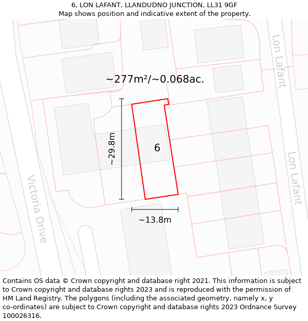 6, LON LAFANT, LLANDUDNO JUNCTION, LL31 9GF: Plot and title map