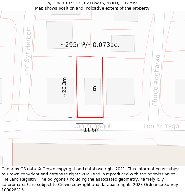 6, LON YR YSGOL, CAERWYS, MOLD, CH7 5PZ: Plot and title map