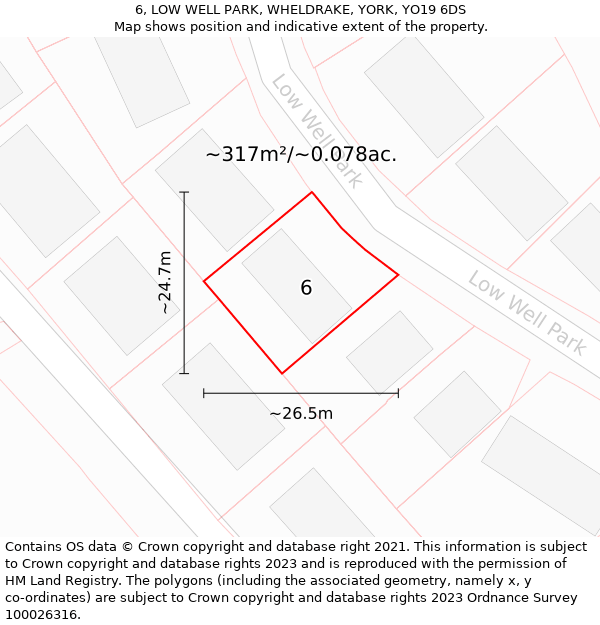 6, LOW WELL PARK, WHELDRAKE, YORK, YO19 6DS: Plot and title map