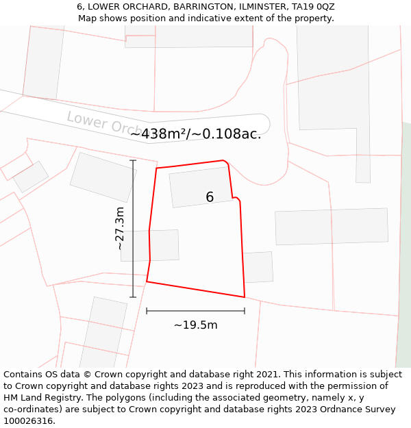 6, LOWER ORCHARD, BARRINGTON, ILMINSTER, TA19 0QZ: Plot and title map