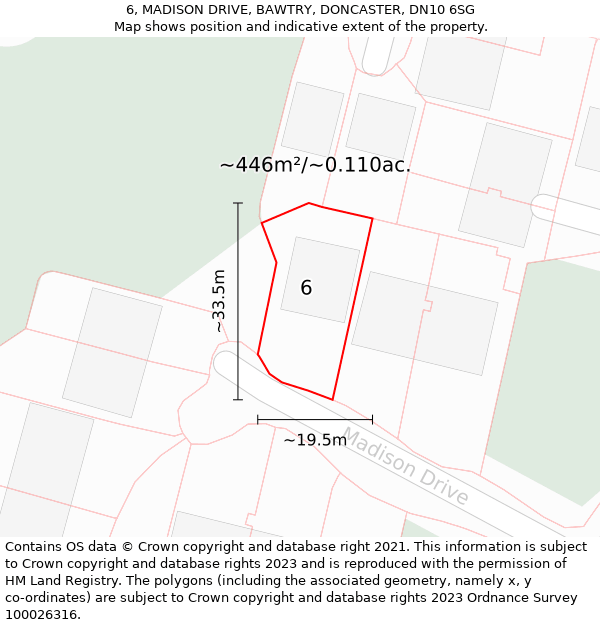 6, MADISON DRIVE, BAWTRY, DONCASTER, DN10 6SG: Plot and title map