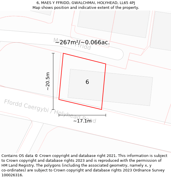 6, MAES Y FFRIDD, GWALCHMAI, HOLYHEAD, LL65 4PJ: Plot and title map