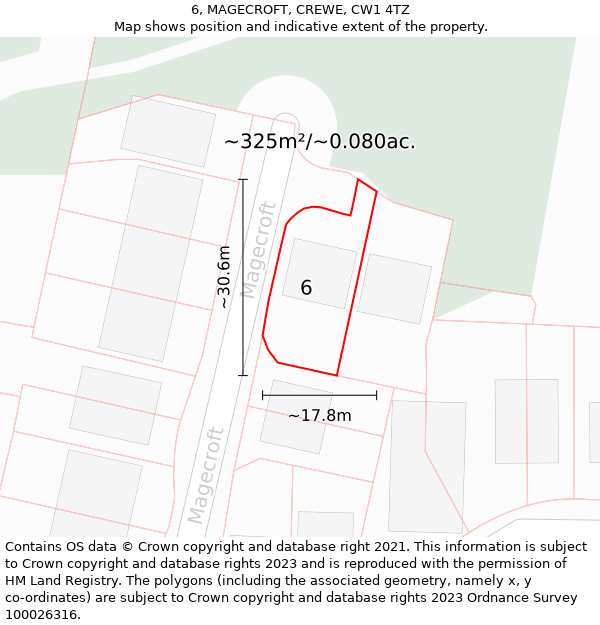 6, MAGECROFT, CREWE, CW1 4TZ: Plot and title map