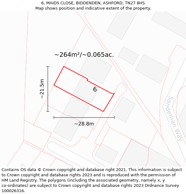 6, MAIDS CLOSE, BIDDENDEN, ASHFORD, TN27 8HS: Plot and title map