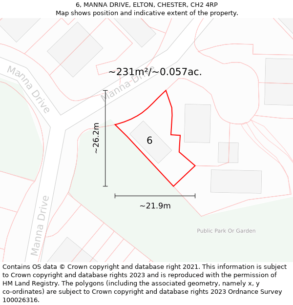 6, MANNA DRIVE, ELTON, CHESTER, CH2 4RP: Plot and title map