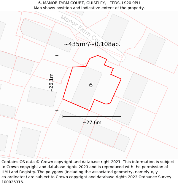 6, MANOR FARM COURT, GUISELEY, LEEDS, LS20 9PH: Plot and title map