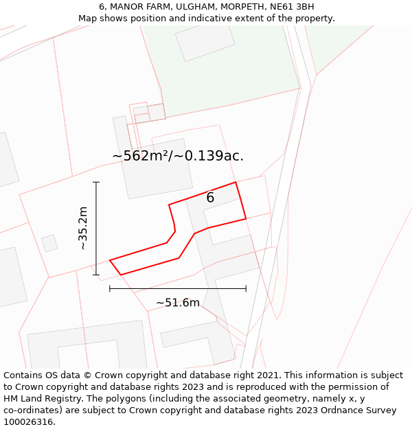 6, MANOR FARM, ULGHAM, MORPETH, NE61 3BH: Plot and title map