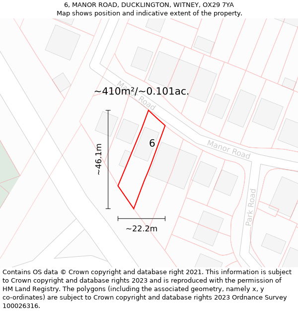 6, MANOR ROAD, DUCKLINGTON, WITNEY, OX29 7YA: Plot and title map