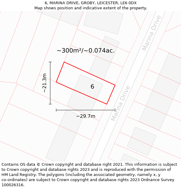 6, MARINA DRIVE, GROBY, LEICESTER, LE6 0DX: Plot and title map