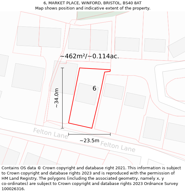 6, MARKET PLACE, WINFORD, BRISTOL, BS40 8AT: Plot and title map