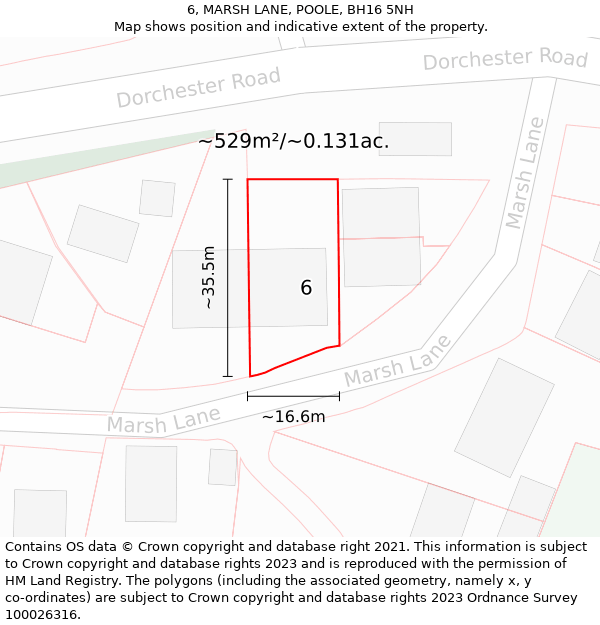 6, MARSH LANE, POOLE, BH16 5NH: Plot and title map