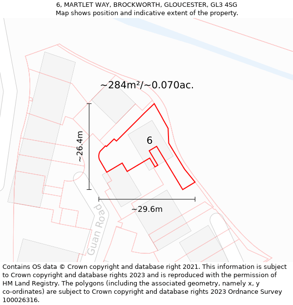 6, MARTLET WAY, BROCKWORTH, GLOUCESTER, GL3 4SG: Plot and title map