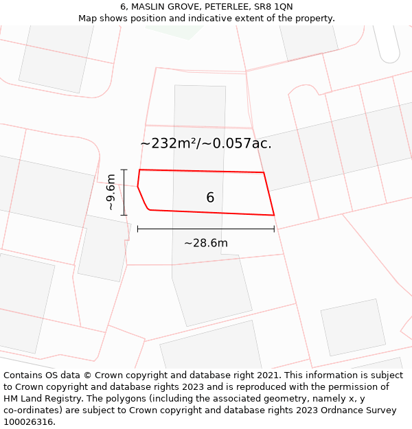 6, MASLIN GROVE, PETERLEE, SR8 1QN: Plot and title map