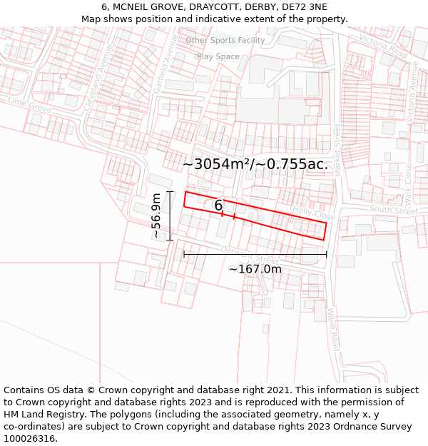 6, MCNEIL GROVE, DRAYCOTT, DERBY, DE72 3NE: Plot and title map