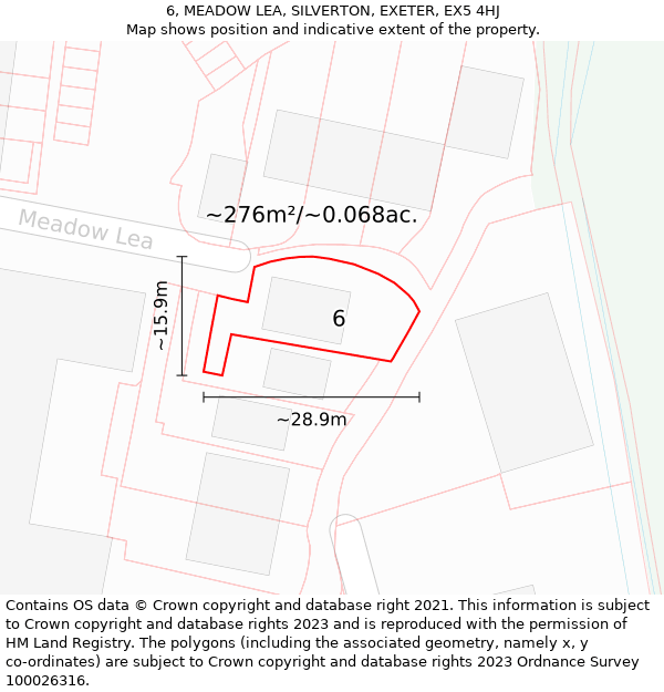 6, MEADOW LEA, SILVERTON, EXETER, EX5 4HJ: Plot and title map