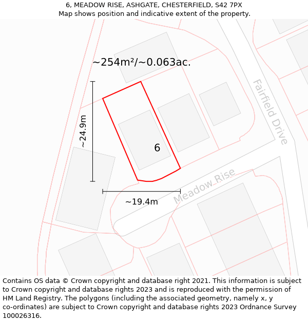 6, MEADOW RISE, ASHGATE, CHESTERFIELD, S42 7PX: Plot and title map