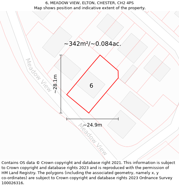 6, MEADOW VIEW, ELTON, CHESTER, CH2 4PS: Plot and title map