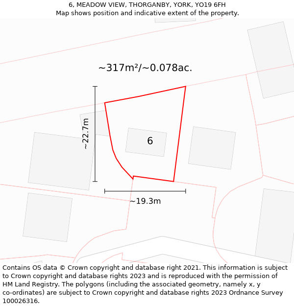 6, MEADOW VIEW, THORGANBY, YORK, YO19 6FH: Plot and title map