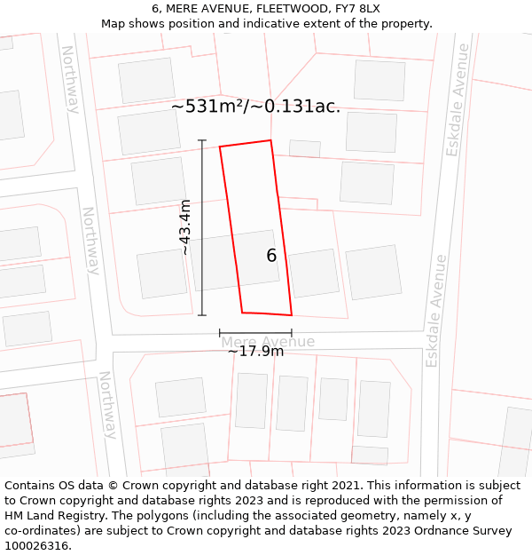 6, MERE AVENUE, FLEETWOOD, FY7 8LX: Plot and title map