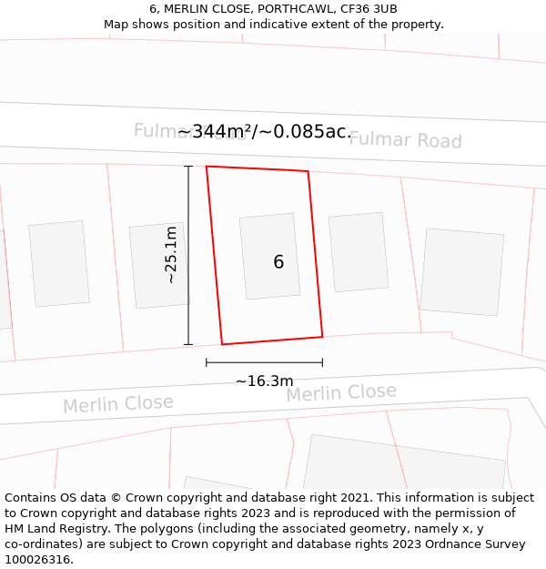 6, MERLIN CLOSE, PORTHCAWL, CF36 3UB: Plot and title map