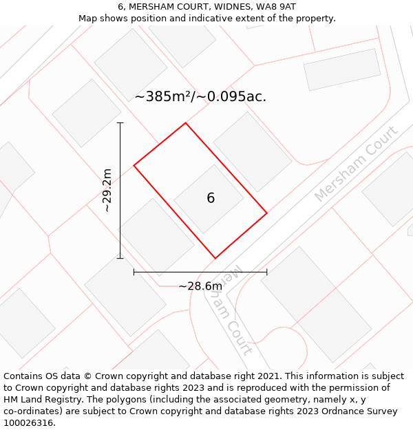6, MERSHAM COURT, WIDNES, WA8 9AT: Plot and title map