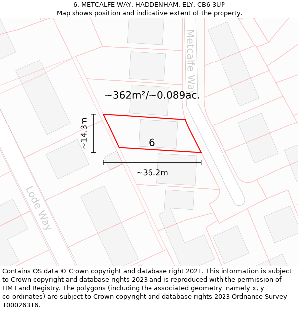 6, METCALFE WAY, HADDENHAM, ELY, CB6 3UP: Plot and title map