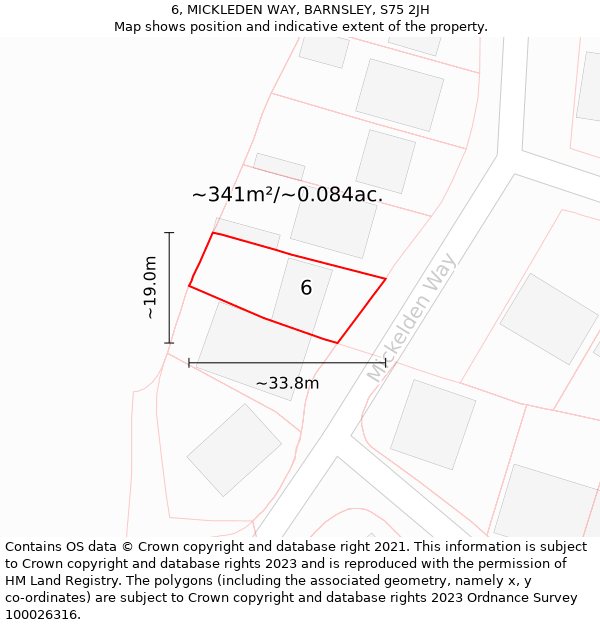 6, MICKLEDEN WAY, BARNSLEY, S75 2JH: Plot and title map