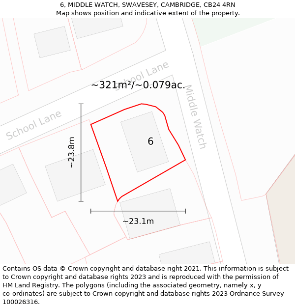 6, MIDDLE WATCH, SWAVESEY, CAMBRIDGE, CB24 4RN: Plot and title map