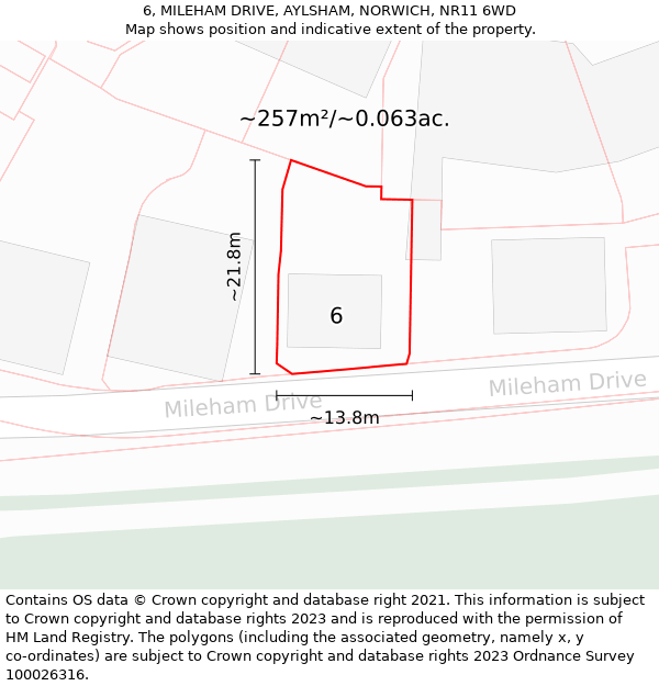 6, MILEHAM DRIVE, AYLSHAM, NORWICH, NR11 6WD: Plot and title map