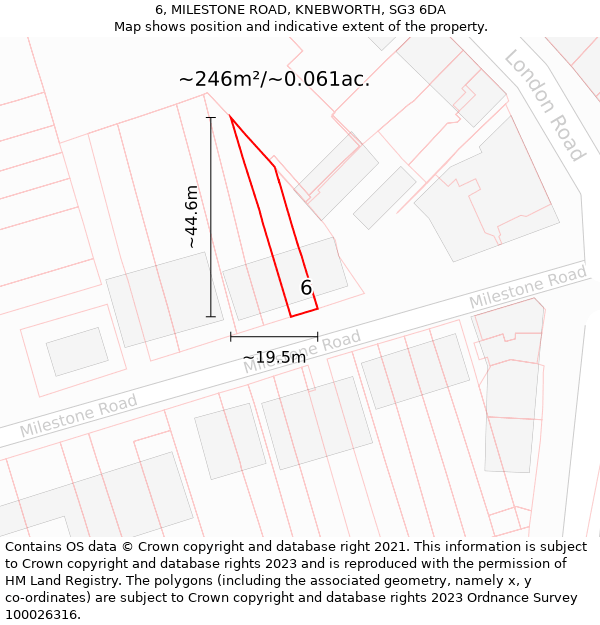 6, MILESTONE ROAD, KNEBWORTH, SG3 6DA: Plot and title map