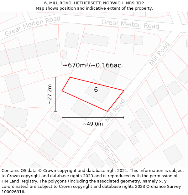 6, MILL ROAD, HETHERSETT, NORWICH, NR9 3DP: Plot and title map