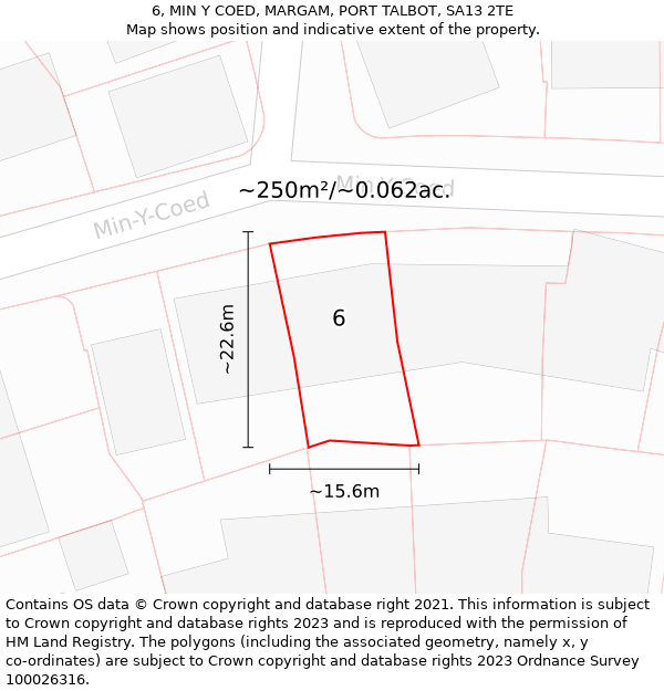 6, MIN Y COED, MARGAM, PORT TALBOT, SA13 2TE: Plot and title map