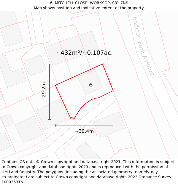 6, MITCHELL CLOSE, WORKSOP, S81 7NS: Plot and title map