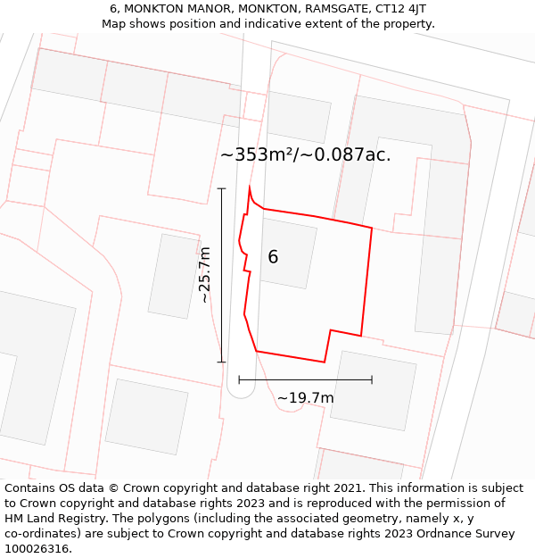 6, MONKTON MANOR, MONKTON, RAMSGATE, CT12 4JT: Plot and title map