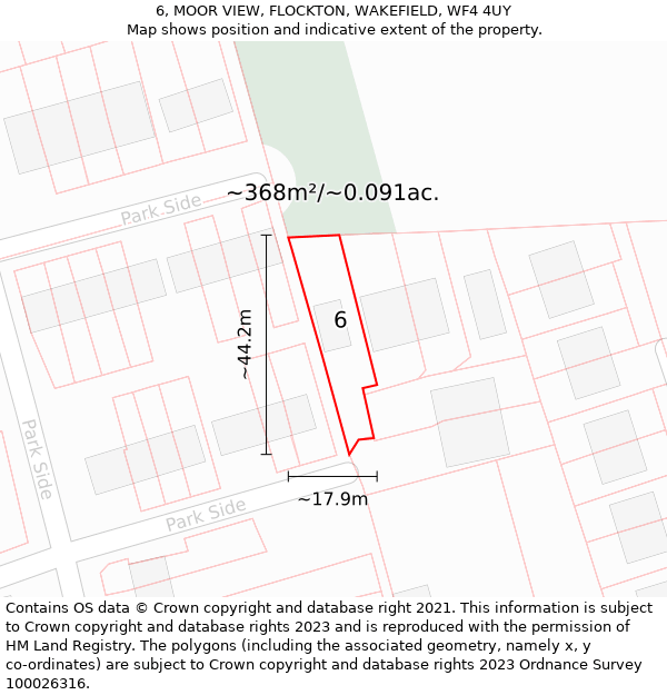 6, MOOR VIEW, FLOCKTON, WAKEFIELD, WF4 4UY: Plot and title map