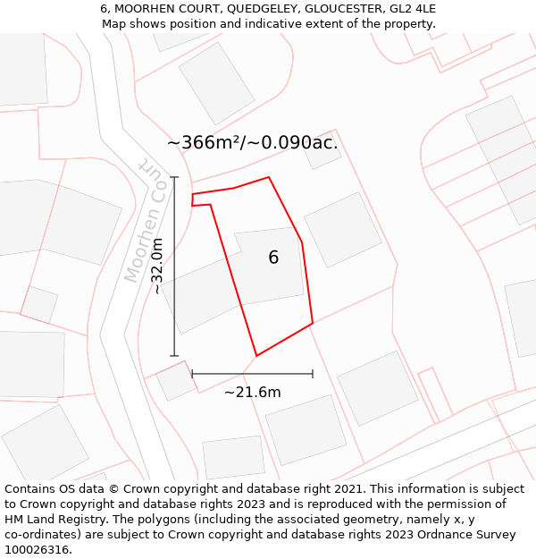 6, MOORHEN COURT, QUEDGELEY, GLOUCESTER, GL2 4LE: Plot and title map