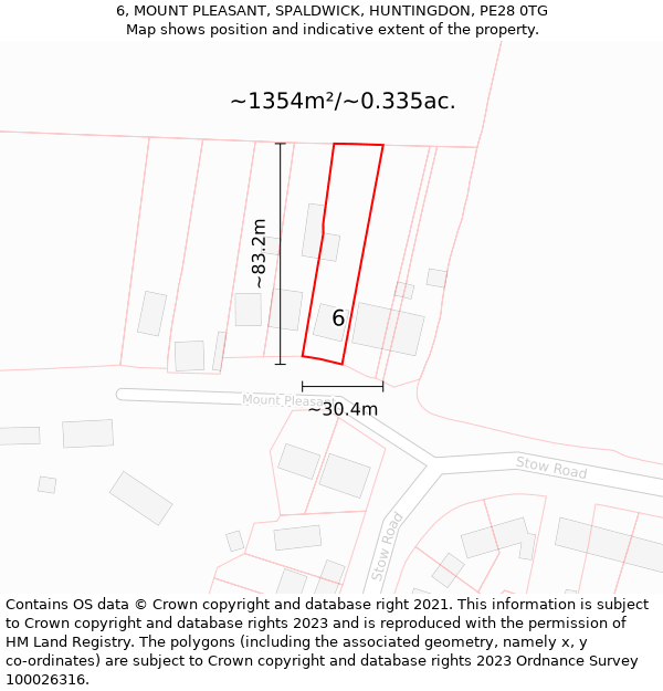 6, MOUNT PLEASANT, SPALDWICK, HUNTINGDON, PE28 0TG: Plot and title map